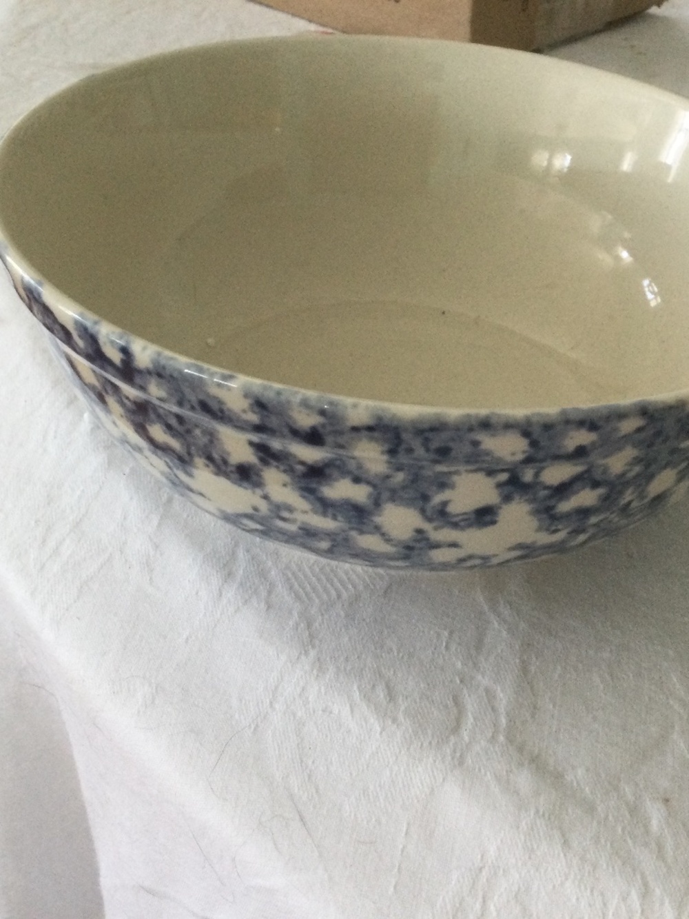 Gibson Housewares Blue Spongeware or Splatterware bowl 7”x3”